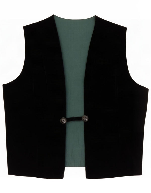 Colete de veludo feminino vintage Reino Unido 18 XL preto