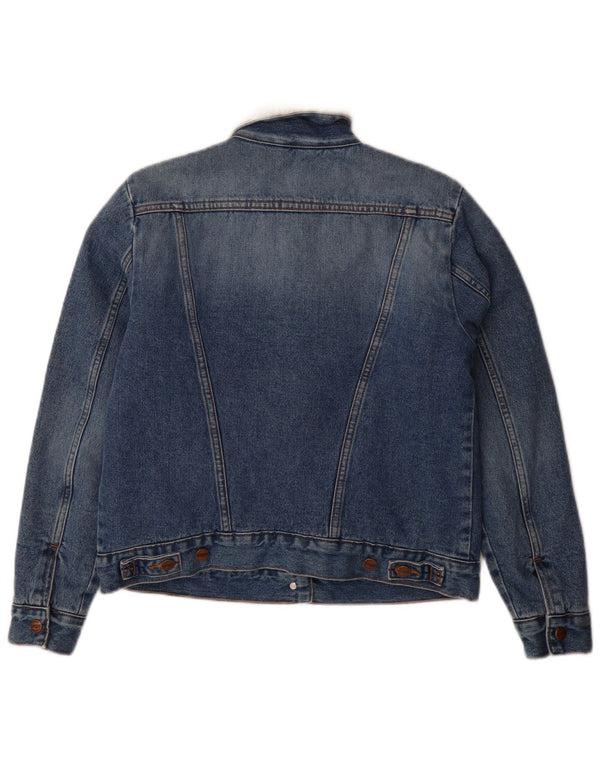 Wrangler Suéter feminino jeans com capuz e zíper Reino Unido 10 bloco colorido azul pequeno