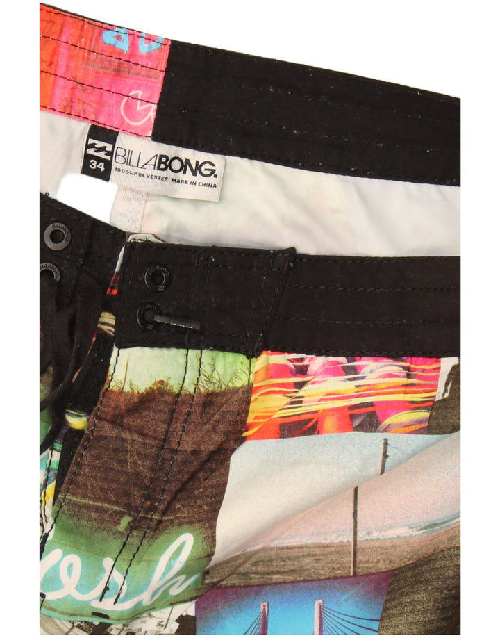 Shorts de natação masculinos Billabong grandes retalhos multicoloridos