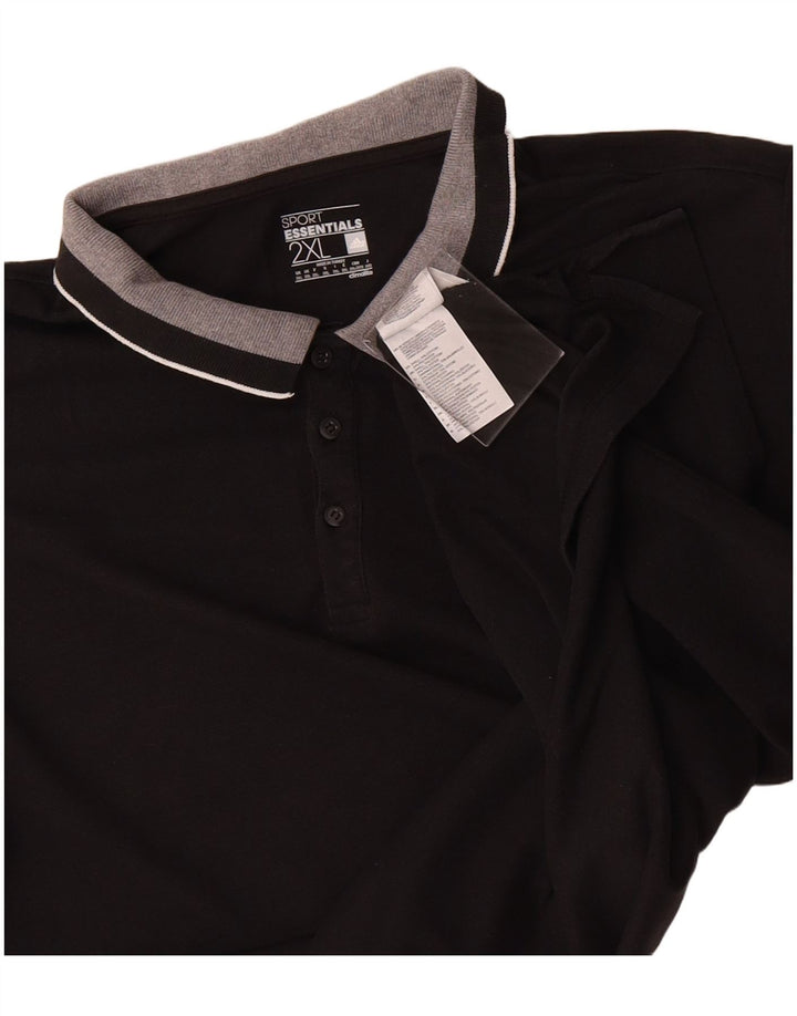 ADIDAS Mens Climalite Polo Shirt 2XL Algodão Preto