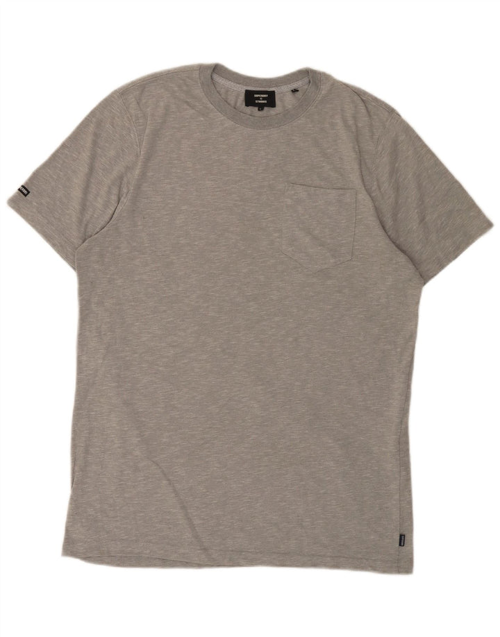 Camiseta masculina Superdry Top grande algodão manchado cinza