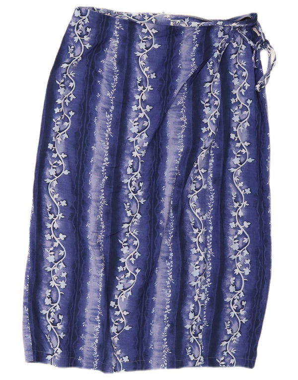 Saia feminina vintage UK 18 XL W30 azul floral
