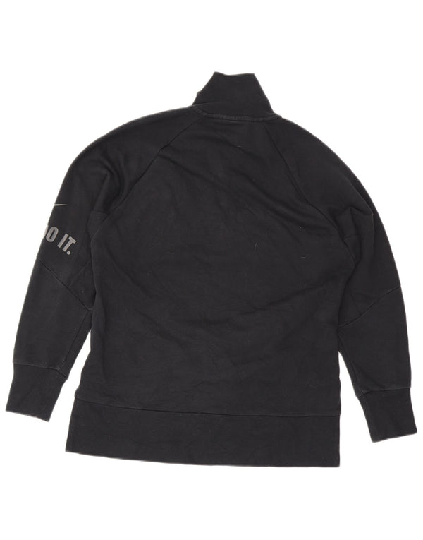 Moletom feminino Nike Dri Fit gráfico com zíper e gola alta UK 6 XS algodão preto
