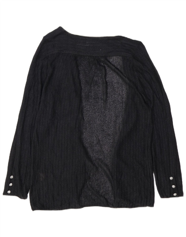 Suéter cardigã aberto feminino vintage UE 40 viscose preta média