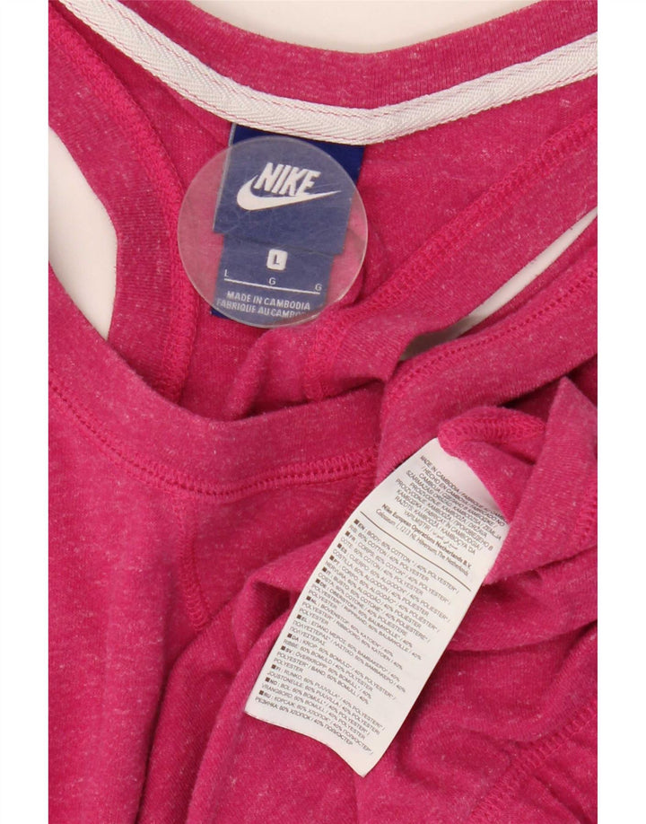 Macacão feminino sem mangas Nike UK 16 grande algodão rosa