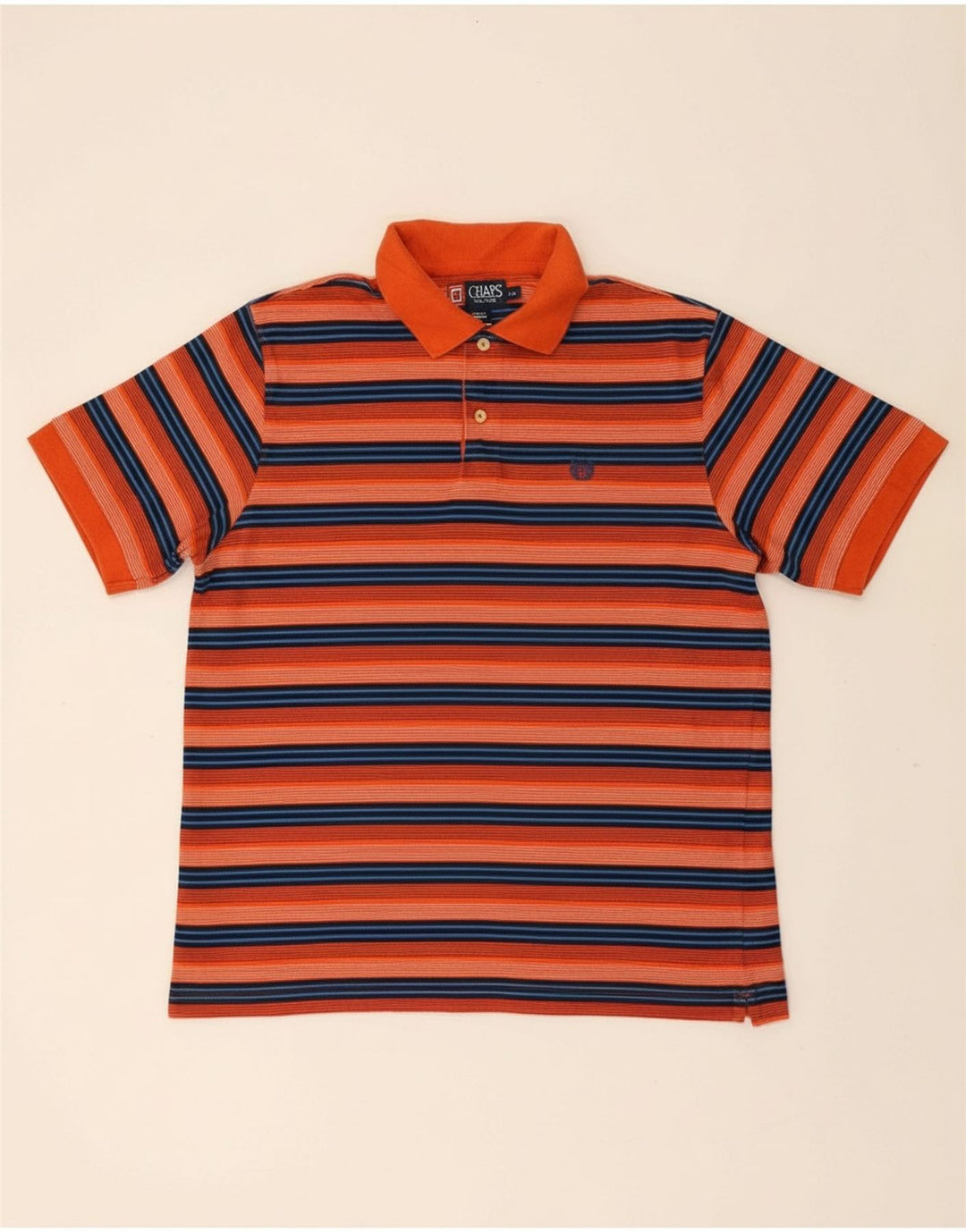 Camisa polo masculina CHAPS grande algodão listrado laranja