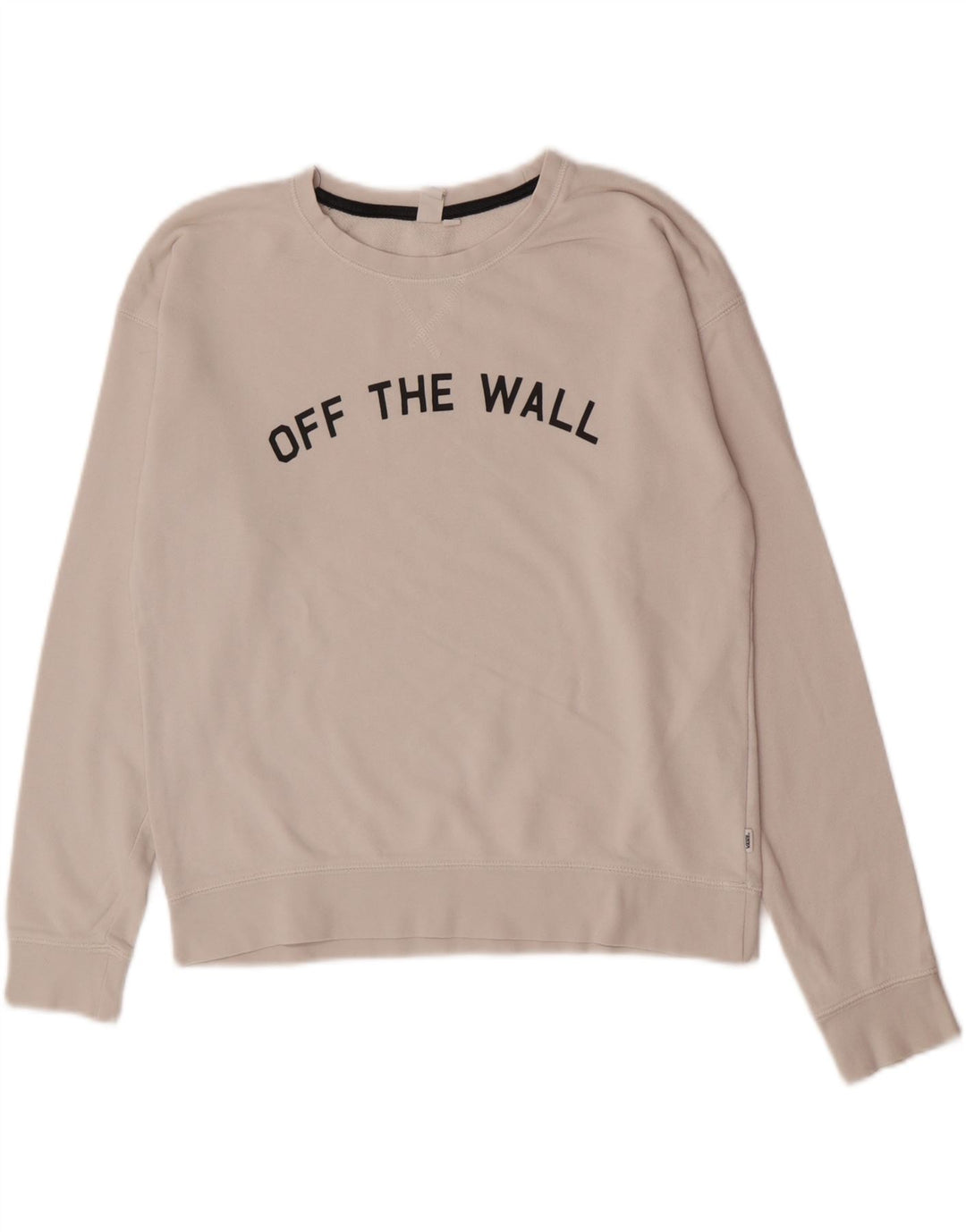 Vans feminino gráfico moletom jumper UK 10 pequeno algodão branco