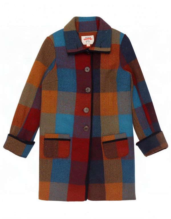 Sobretudo feminino oversized Avoca UK 1 2XS lã xadrez multicolorida