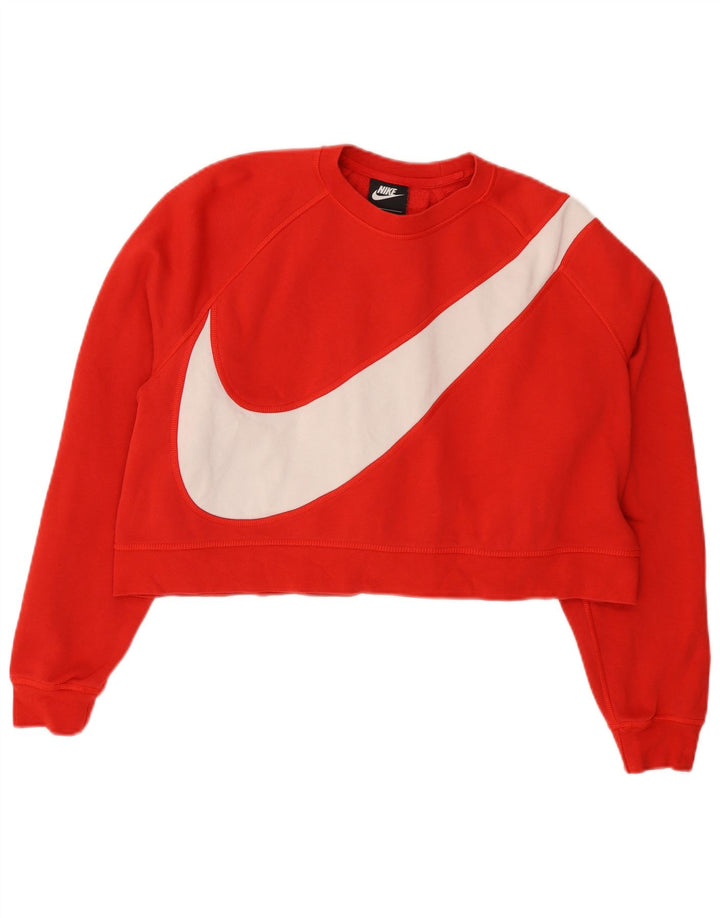 NIKE Womens Oversized Crop Graphic Moletom Jumper UK 16 Grande Vermelho