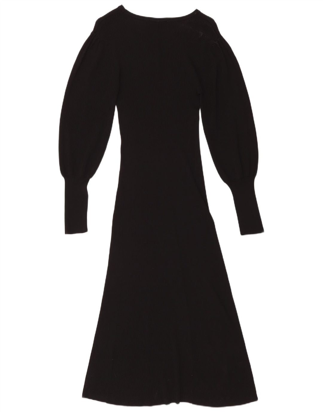 Vestido maxi feminino de manga comprida ZARA Reino Unido 12 médio preto viscose