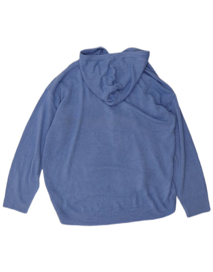 Suéter cardigã masculino com capuz Marks & Spencer grande acrílico azul