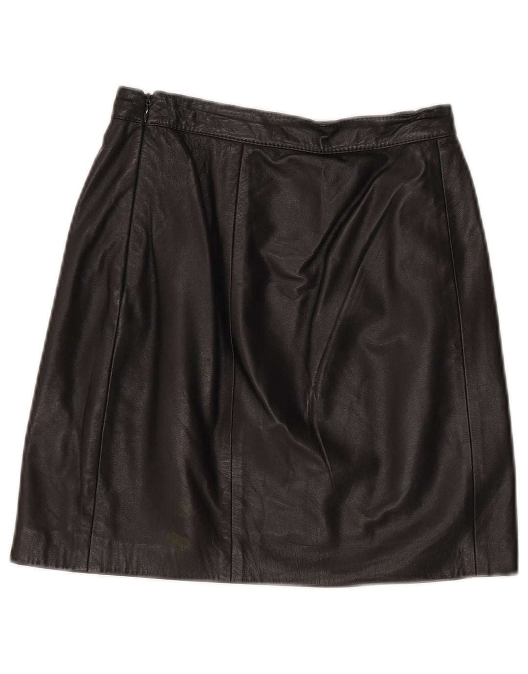 Mini saia de couro feminina vintage W24 XS preta