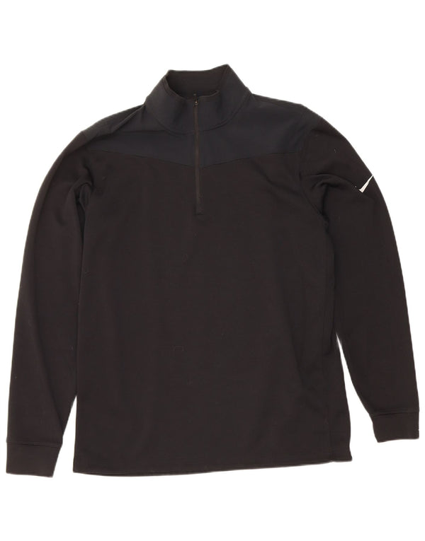Nike Mens Dri Fit Padrão Pulôver Treino Top Médio Preto Colourblock