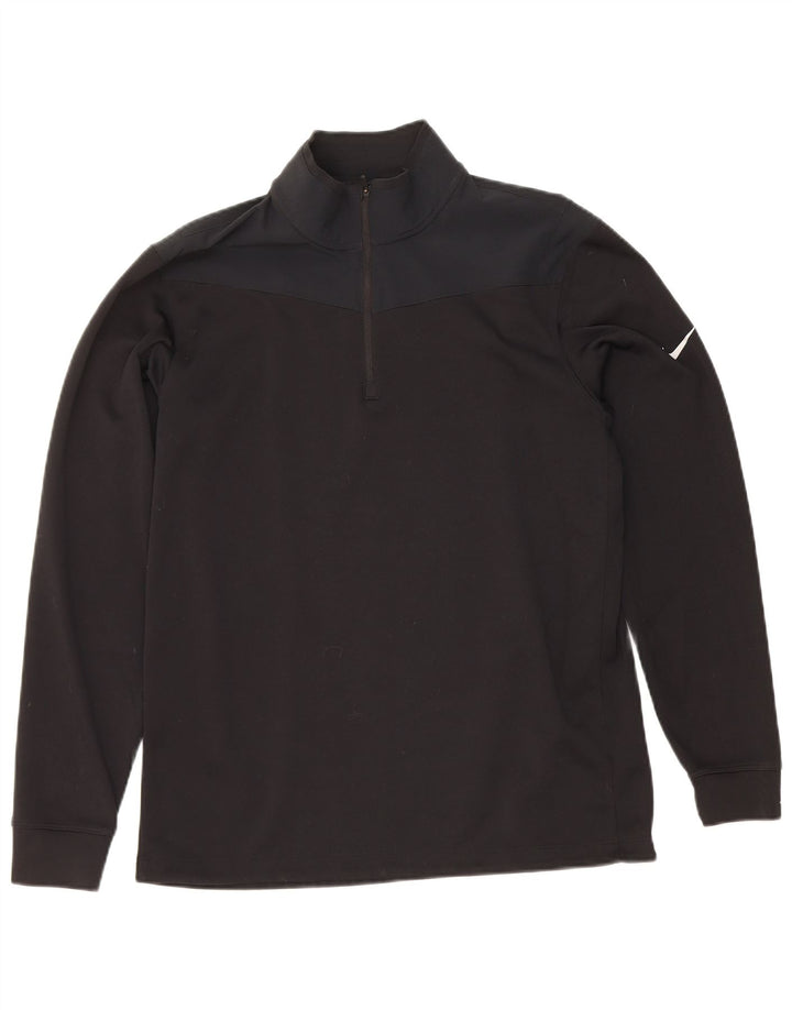Nike Mens Dri Fit Padrão Pulôver Treino Top Médio Preto Colourblock