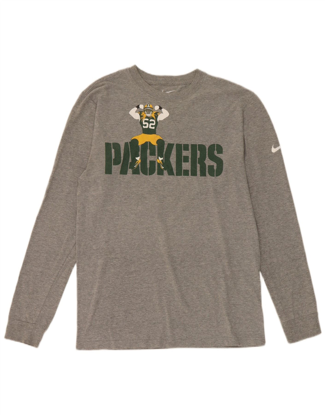 Nike Mens Packers Graphic Top manga comprida pequeno algodão cinza