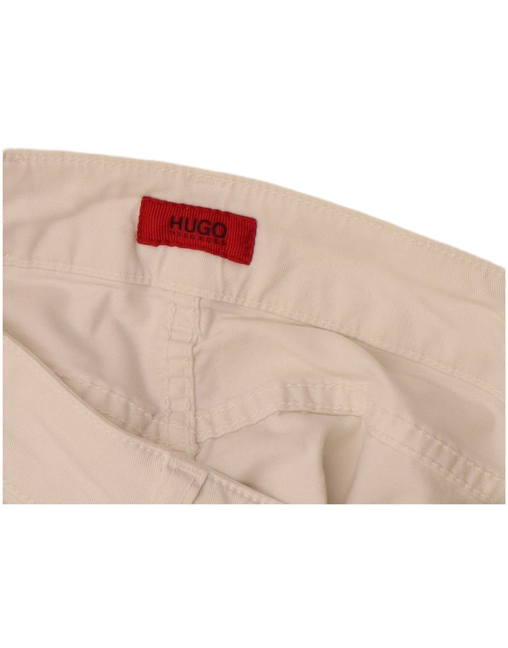 Calça feminina reta casual HUGO BOSS W26 L34 algodão branco