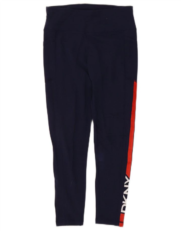 Leggings gráficas femininas Dkny UK 8 pequeno bloco colorido azul marinho
