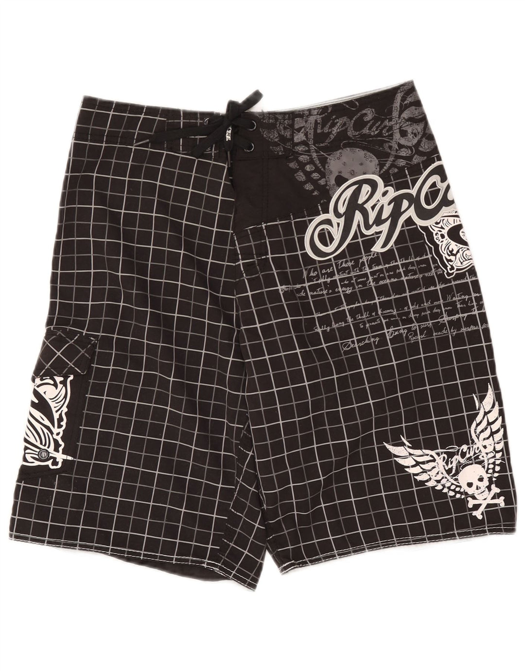 Rip Curl Shorts de natação masculino gráfico médio preto xadrez poliéster
