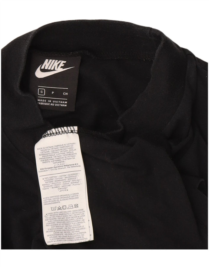 Top feminino Nike manga comprida UK 10 pequeno algodão preto