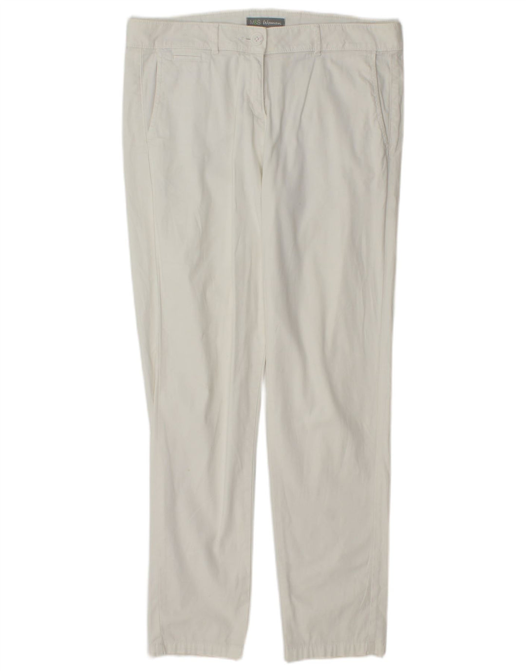 Calça Chino Feminina Marks & Spencer Slim UK 12 Médio W32 L30 Branco