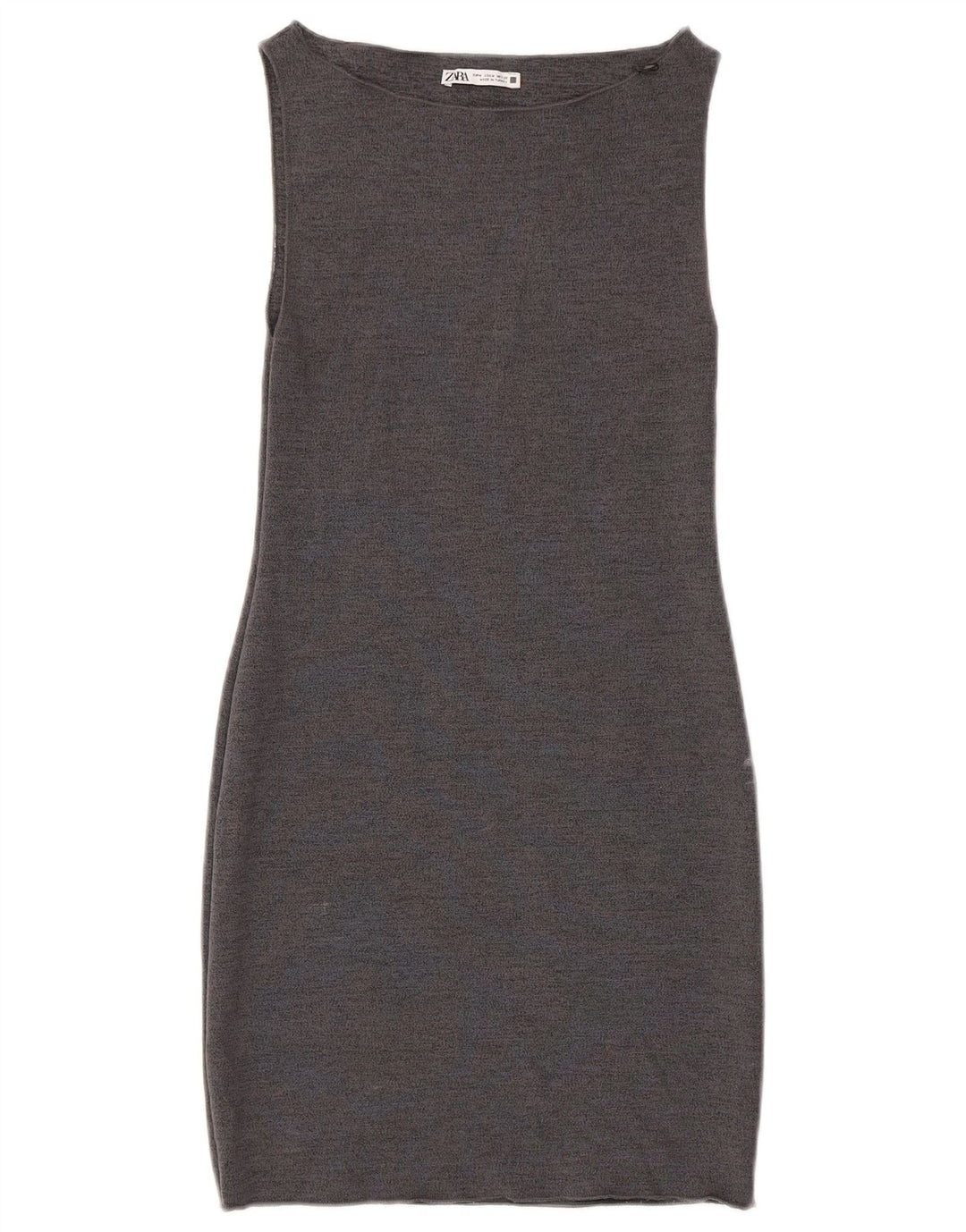 Vestido feminino Zara com bainha sem mangas UK 12 Viscose cinza médio