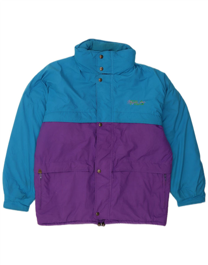 FILA Mens Hooded Windbreaker Jacket IT 54 2XL Blue Colourblock