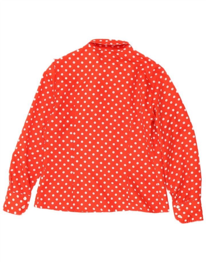 Blusa feminina vintage com gravata frontal IT 48 XL bolinhas vermelhas