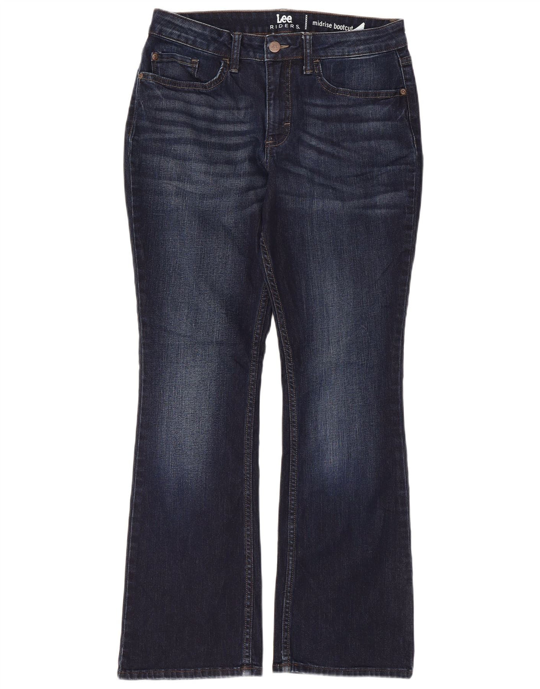 Lee Womens Mid Rise Bootcut Jeans EUA 8 Médio W30 L27 Azul Marinho Algodão