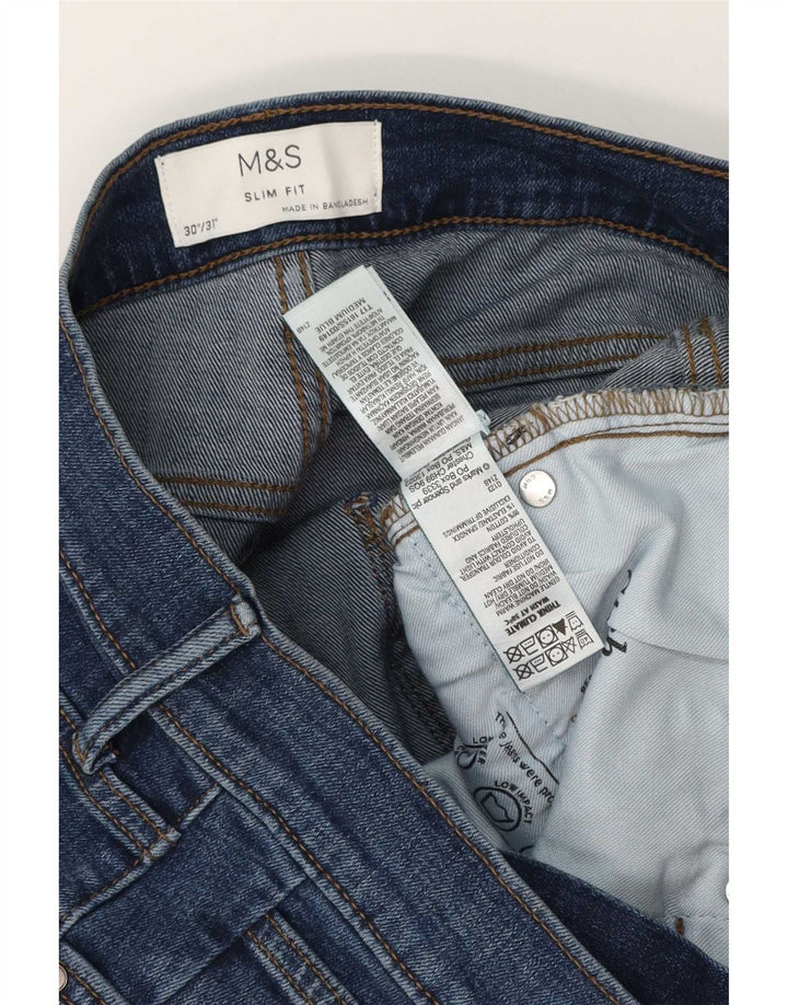 Marks & Spencer Mens Slim Jeans W30 L31 Azul Algodão