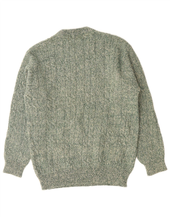 Suéter masculino Stefanel com gola redonda, pequeno verde manchado