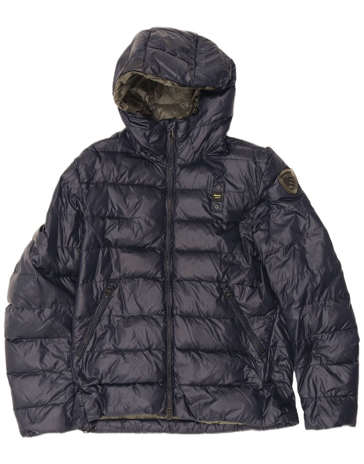 Jaqueta masculina acolchoada com capuz Blauer UK 40 grande poliamida azul marinho