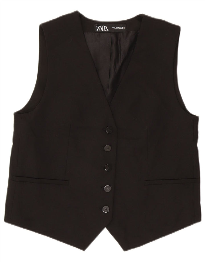 Colete feminino Zara UK 14 poliéster preto médio