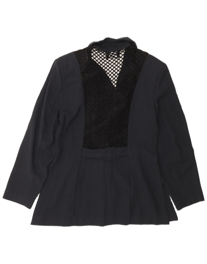 Jaqueta blazer feminina VINTAGE com 3 botões UK 14 azul marinho médio