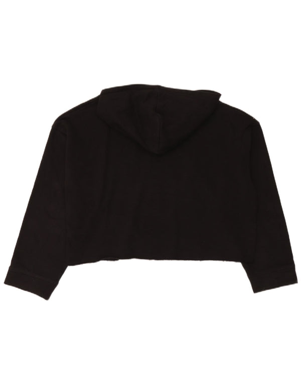 Zara Womens Manhattan Crop Graphic Hoodie Jumper Reino Unido 14 Médio Algodão Preto