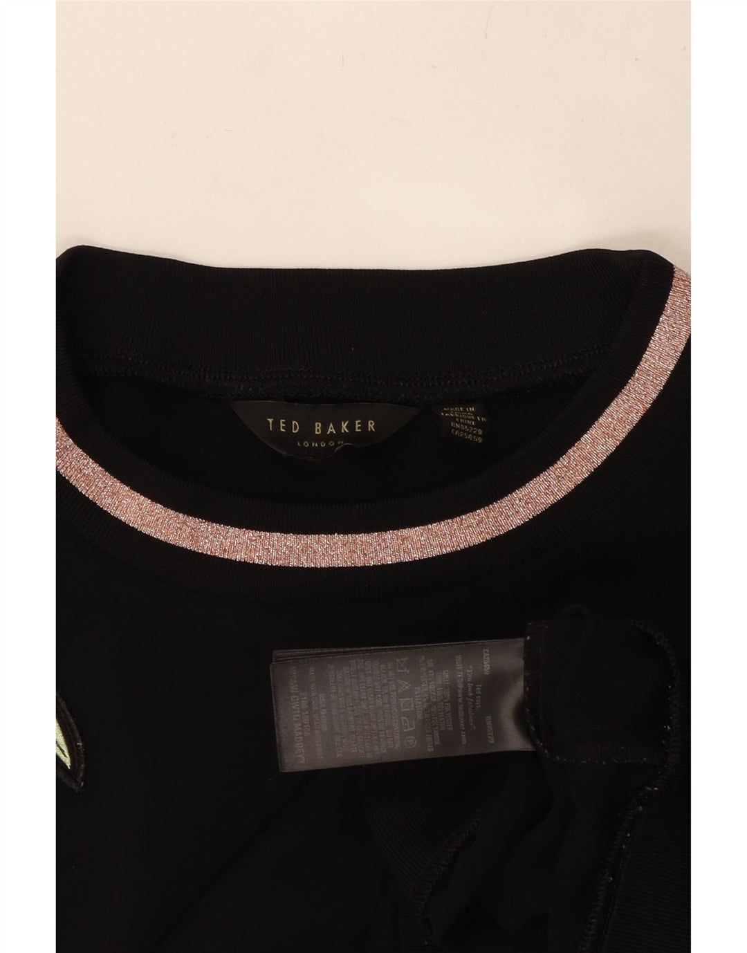 Suéter feminino TED BAKER Reino Unido 14 poliéster floral preto médio