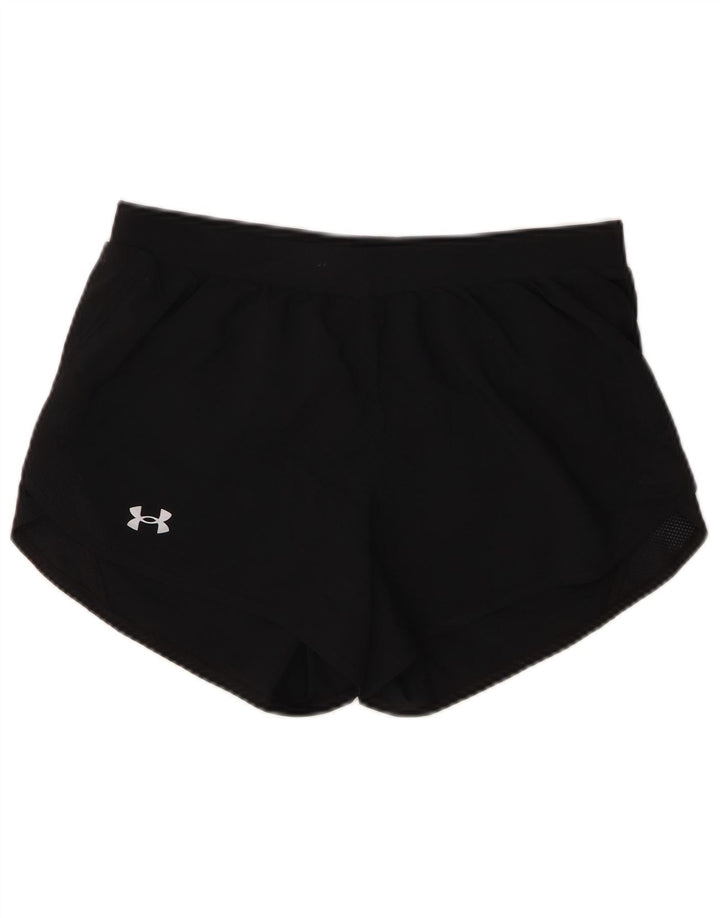 Shorts esportivos femininos Under Armour Loose Fit UK 14 poliéster preto médio
