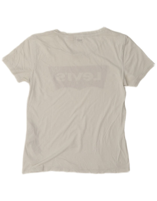 Camiseta feminina gráfica Levi's Top UK 10 pequeno algodão branco