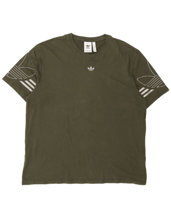 Adidas Mens Graphic T-Shirt Top XL Algodão Verde
