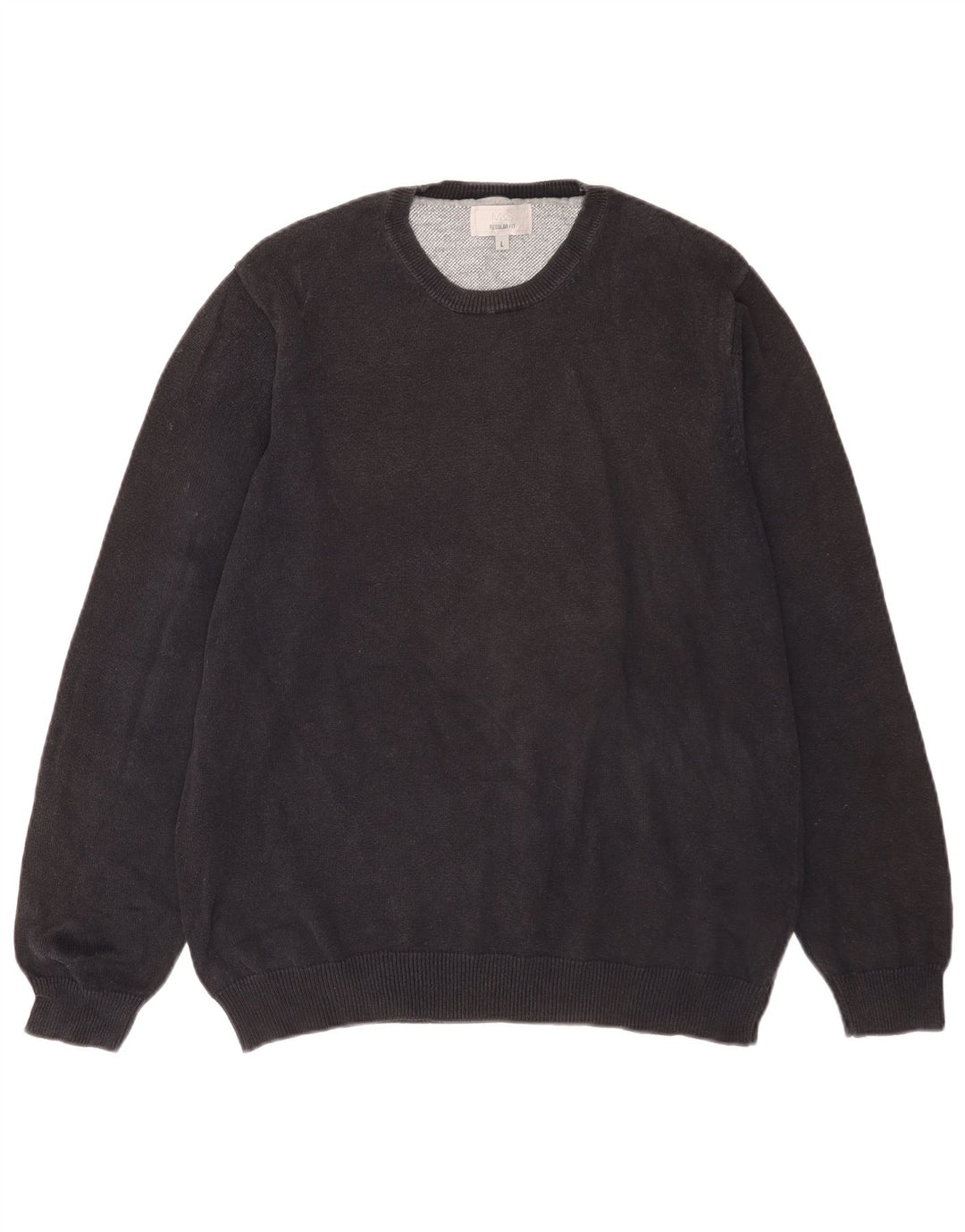 Suéter masculino Marks & Spencer de ajuste regular com gola redonda grande azul marinho