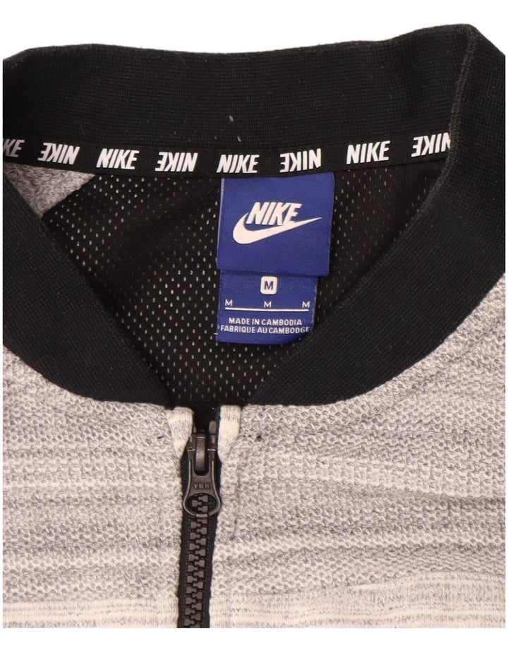 NIKE Mens Tracksuit Top Jacket Médio Cinza Listrado Algodão