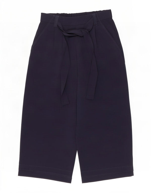 Zara Calça capri feminina de perna larga pequena W28 L22 azul marinho poliéster