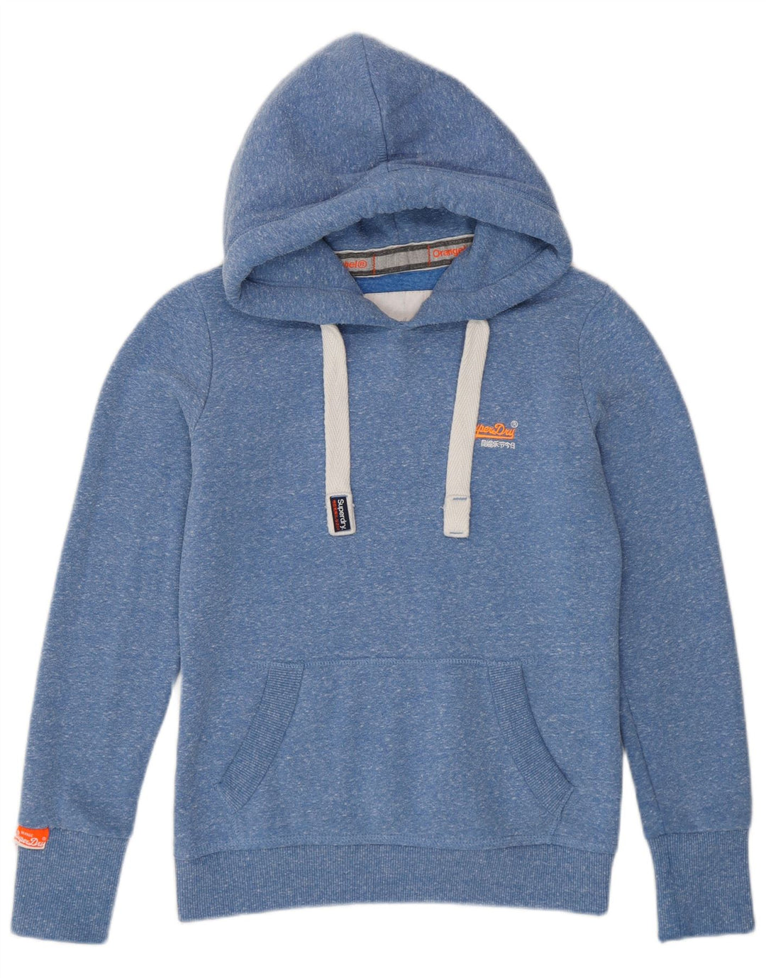 Jumper com capuz feminino Superdry UK 8 pequeno poliéster manchado azul