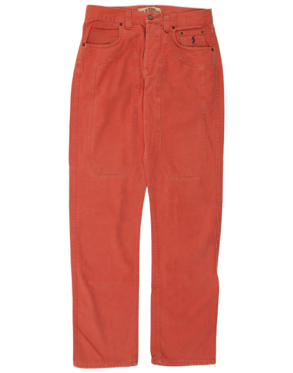 Jeckerson Mens Regular Fit Straight Jeans W36 L33 Pink Cotton