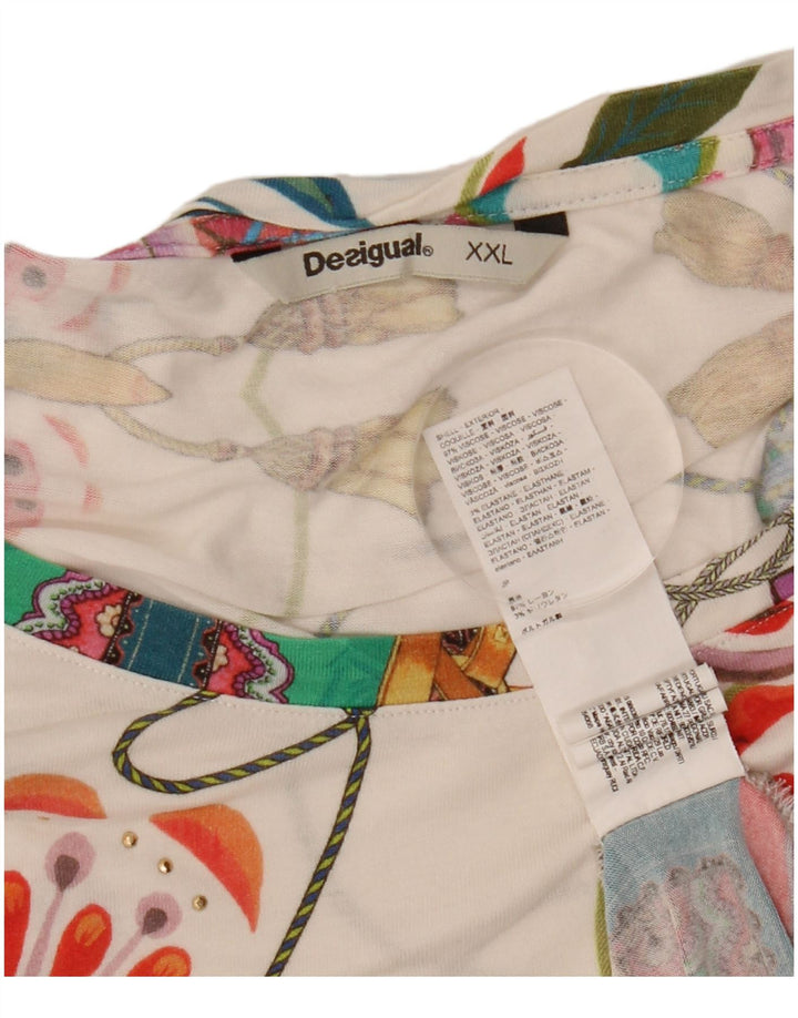 DESIGUAL Camiseta feminina gráfica Top UK 20 2XL Viscose floral multicolorida