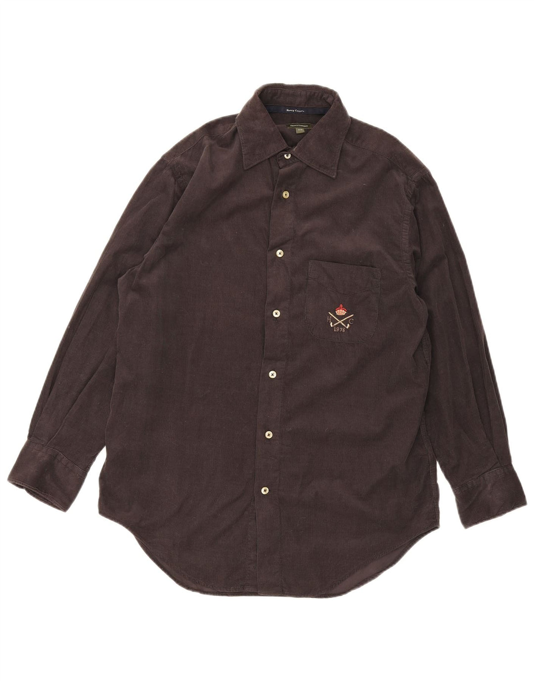 Camisa masculina de veludo cotelê Henry Cottons tamanho 38 algodão cinza médio
