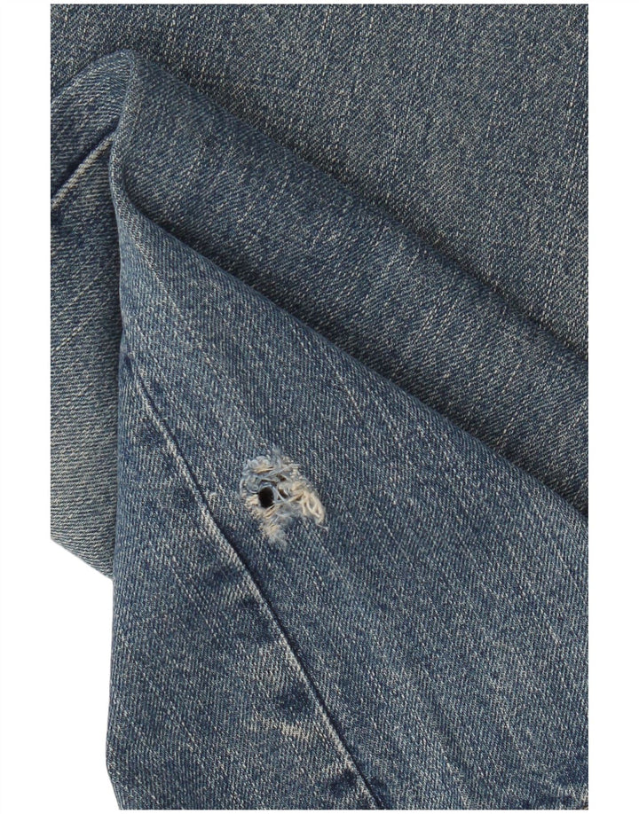 Calça jeans reta masculina Armani desgastada W34 L32 algodão azul