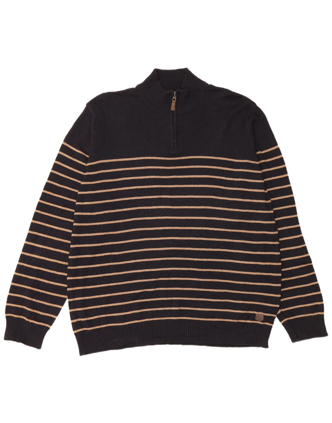 Suéter masculino BLUE HARBOR com zíper e gola 2XL de algodão listrado preto