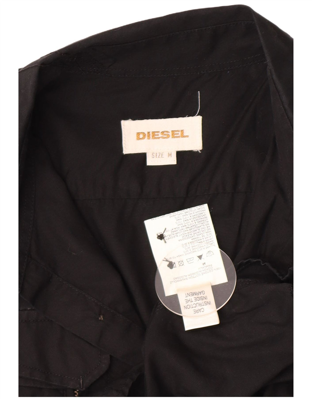 Camisa militar masculina diesel algodão preto médio