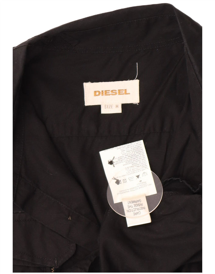 Camisa militar masculina diesel algodão preto médio