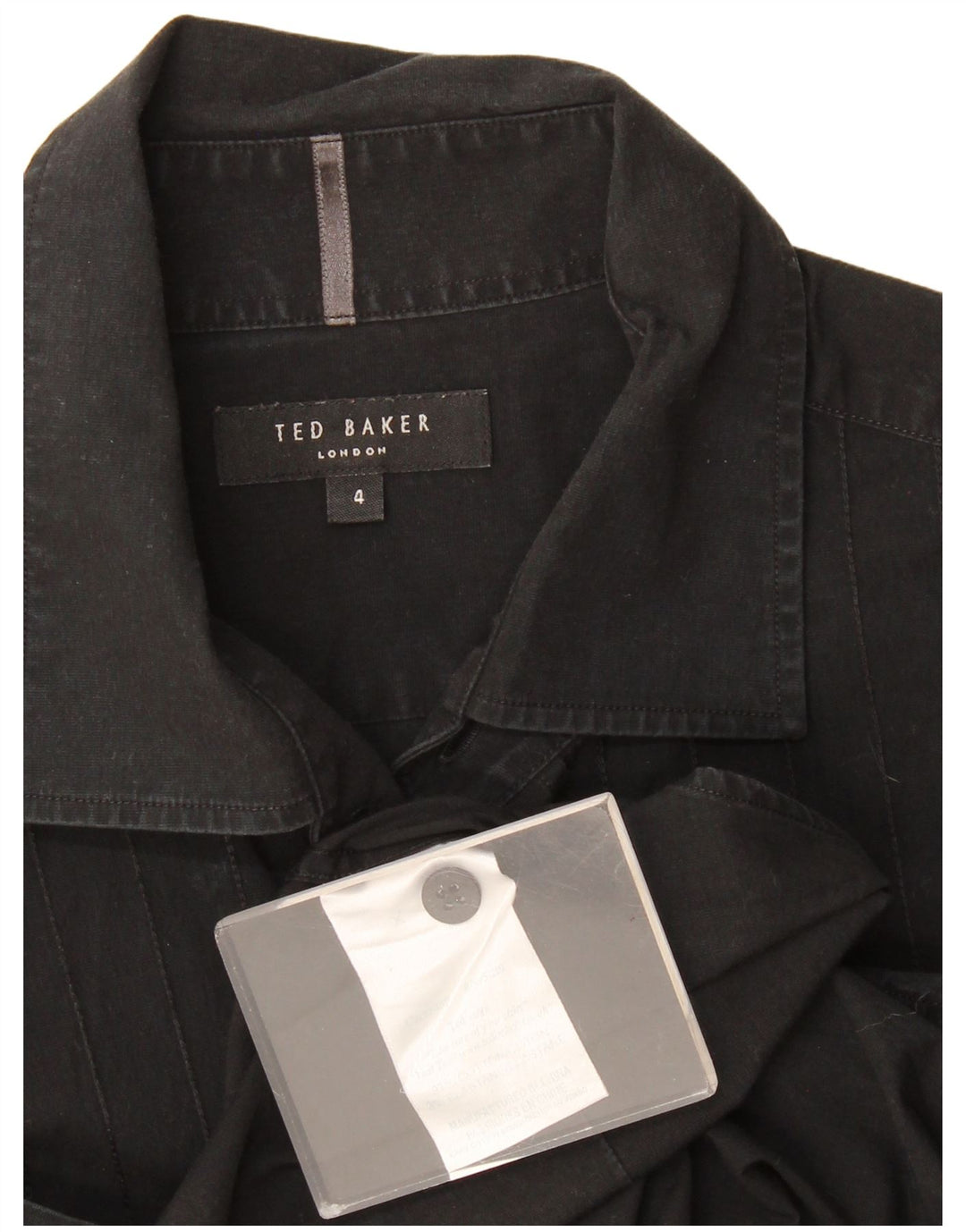 Camisa masculina de manga curta Ted Baker tamanho 4 grande algodão preto